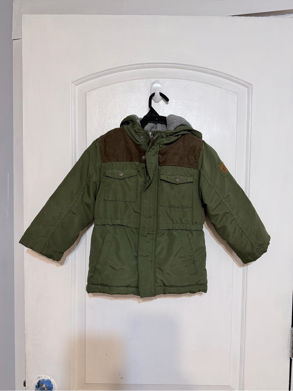 Carter's Olive Green and Brown Hooded Puffer Jacket